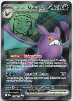 Team Rocket's Crobat ex 217/182 Ultra Rare Destined Rivals Pokemon Near Mint - Image 1