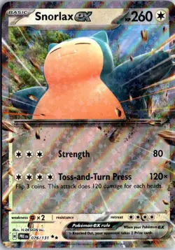 Snorlax ex 076/131 Holo Double Rare SV: Prismatic Evolutions Pokemon NM/M - Image 1