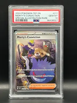 MORTY'S CONVICTION #211 SPECIAL ILLUSTRATION RARE EN 2024 POKEMON SV TEF -PSA 10 - Image 1