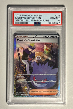 MORTY'S CONVICTION #211 SPECIAL ILLUSTRATION RARE EN 2024 POKEMON SV TEF -PSA 10 - Image 2