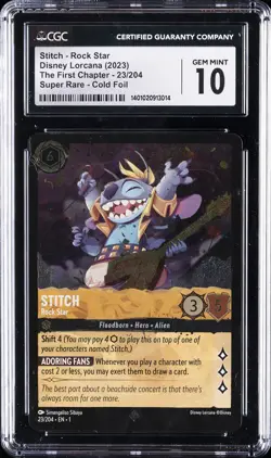 2023 DISNEY LORCANA #23/204 STITCH - ROCK STAR CGC 10 GEM MINT - Image 1