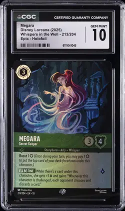 2025 DISNEY LORCANA WHISPERS IN THE WELL EPIC - HOLOFOIL MEGARA CGC 10 GEM MINT - Image 1
