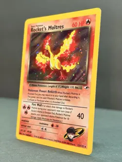 Rocket’s Moltres 12/132 Holo Rare Gym Heroes Pokemon Card Unlimited LP - Image 3