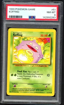 Pokemon Cards - PSA 8 Koffing 51/102 - Base Set Unlimited - NM-MT - PSA8 - Image 1