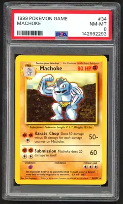 Pokemon Cards - PSA 8 Machoke 34/102 - Base Set Unlimited - NM-MT - PSA8 - Image 1