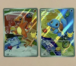 Pokemon First Partner Illustration Kanto Gen 1 Set, Charmander & Squirtle - Image 1