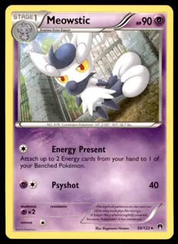 Meowstic 59/122 Rare BREAKpoint Pokemon Lightly Played - Image 1