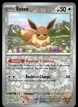 Eevee 074/131 Common SV: Prismatic Evolutions Pokemon Reverse Holo Near Mint - Image 1