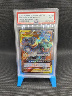 Pokemon Marshadow & Machamp GX Full Art TAG TEAM Holo 198/214 PSA 9 - Image 1