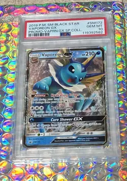 Pokemon TCG 2019 Black Star Promo Vaporeon GX Sp. Collection PSA 10 Gem Mint - Image 1