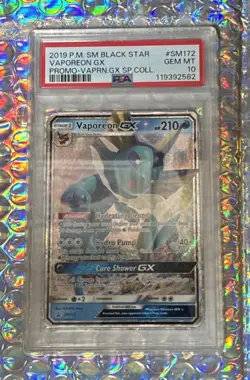 Pokemon TCG 2019 Black Star Promo Vaporeon GX Sp. Collection PSA 10 Gem Mint - Image 2
