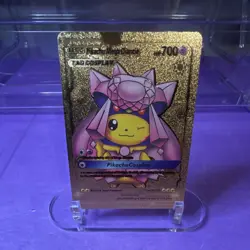 Pokemon Pikachu Mega Diancie Cosplay Gold Foil Metal Card 291 700 HP - Image 1