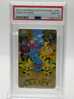 2002 Pokemon Center Phone Card - CAMP PIKACHU (PSA GEM MT 10) - Image 1