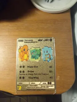 Original Starter Pokemon Metal Card, Charmander, Squirtle And Bulbasaur. In Case - Image 1