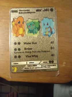 Original Starter Pokemon Metal Card, Charmander, Squirtle And Bulbasaur. In Case - Image 4