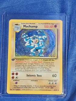Pokemon TCG Machamp Holo 1st Edition Base Set MP Rare Card 8/102 - Image 1
