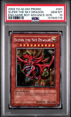 2003 Yugioh Slifer the Sky Dragon Secret Rare GBI-001 Game Boy PSA 10 - Image 1