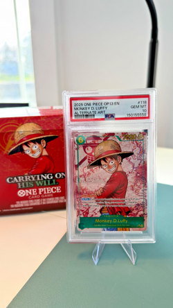2025 One Piece OP13 Monkey D. Luffy Alt Art PSA 10 GEM MINT Carrying His Will EN - Image 1