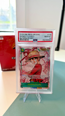 2025 One Piece OP13 Monkey D. Luffy Alt Art PSA 10 GEM MINT Carrying His Will EN - Image 2