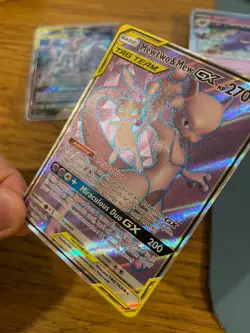 NM! Mewtwo & Mew GX (222/236) Unified Minds Tag Team Full Art Pokemon Card! - Image 4