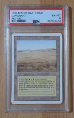 MTG Revised Rare Dual Land SAVANNAH 1994 Magic the Gathering PSA 6 EX-MT - Image 1