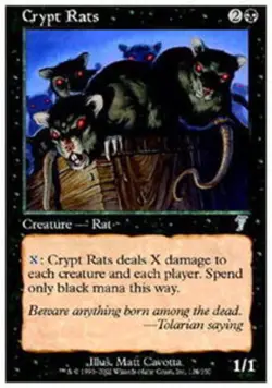 1 x Crypt Rats - 7th Edition - Light Play - MTG - Image 1