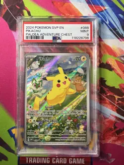 PSA 9 Pikachu 088 Black Star Promo Paldea Adventure Chest Pokemon TCG 2024 - Image 1