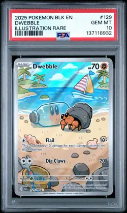 Pokemon TCG Dwebble Card Illustration 129/086 Sv: Black Bolt Rare PSA 10 - Image 1
