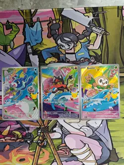 Pokemon 🍀TCG First Partner🍀Illustration Collection Series 1 Gen 7 Starters Set - Image 1