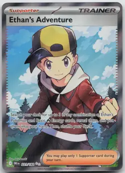 ETHAN'S ADVENTURE 221/182 ULTRA RARE DESTINED RIVALS POKEMON NM/M - Image 1