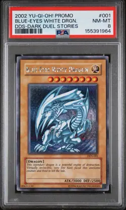 2002 Yu-Gi-Oh! DDS-001 Blue-Eyes White Dragon PSA 8 Dark Duel Stories Promo - Image 1