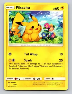 Pikachu (#14) 14/30 Common SM Trainer Kit: Lycanroc & Alolan Raichu Pokemon NM - Image 1