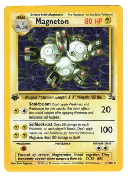 1st Edition 11/62 Magneton Fossil Set Holo Rare Pokemon TCG Card NM/LP Vtg WotC - Image 1