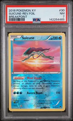 2016 POKEMON XY BREAKPOINT #30/122 SUICUNE REVERSE HOLO FOIL PSA 7 NEW CERT - Image 1