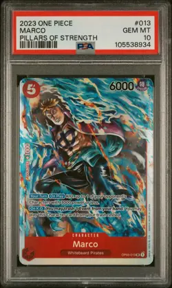 2023 One Piece Pillars Of Strength Marco Super Rare Op03-013 PSA 10 English - Image 1