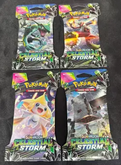 Sun & Moon Celestrial Storm Blister Pack Set - 4x Booster Sealed - Pokemon Cards - Image 1