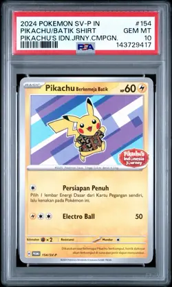 2024 POKEMON INDONESIAN SV-P PROMO #154 PIKACHU IN BATIK SHIRT PSA 10 💎 - Image 1