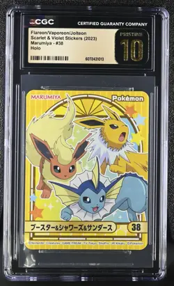 2023 MARUMIYA POKEMON STICKERS #38 FLAREON/JOLTEON/VAPOREON CGC 10 PRISTINE - Image 1