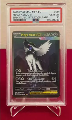 2025 POKEMON MEGA EVOLUTION SPECIAL ILLUSTRATION RARE MEGA ABSOL EX PSA 10 #180 - Image 1