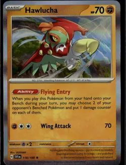 Hawlucha Rare SV01: Scarlet & Violet Base Set 118/198 Fighting Holo Pokemon Card - Image 1