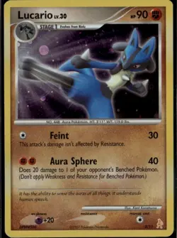 Lucario Common DP Trainer Kit: Manaphy & Lucario 3/11 Fighting Holo Pokemon Card - Image 1