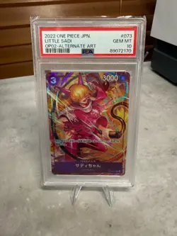 One Piece TCG 2023 Little Sadi Paramount War Alt Rare OP02-073 PSA 10 - Image 1