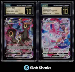 2022 POKEMON SWSH BRILLIANT STARS UMBREON SYLVEON VMAX CGC 10 PRISTINE LOT OF 2 - Image 1