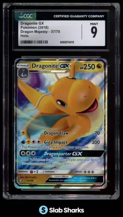 2018 POKEMON SUN & MOON DRAGON MAJESTY #37/70 DRAGONITE GX HOLO CGC 9 - Image 1