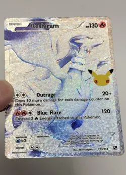 Pokemon TCG Reshiram Full Art Confetti Holo Celebrations Classic Collection MINT - Image 1