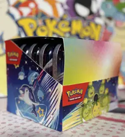 🔥Pokemon TCG Paldean Fates Mini Tin Display Factory Seal On Tins Not On Display - Image 1