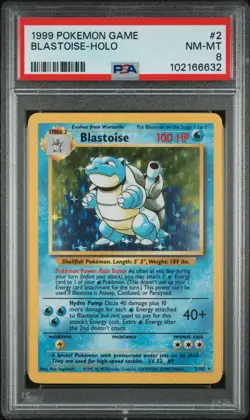1999 Pokemon Game Blastoise Holo #2 PSA 8 - Image 1