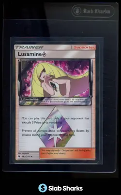 2018 POKEMON SUN & MOON LOST THUNDER #182/214 LUSAMINE PRISM STAR - Image 1