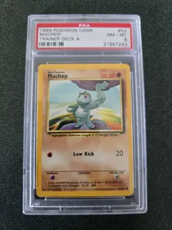 1999 Pokemon Machop Trainer Deck A Red Back Graded PSA 8 NM-MT Promo #52/102 - Image 1
