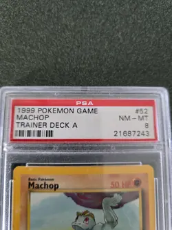 1999 Pokemon Machop Trainer Deck A Red Back Graded PSA 8 NM-MT Promo #52/102 - Image 2